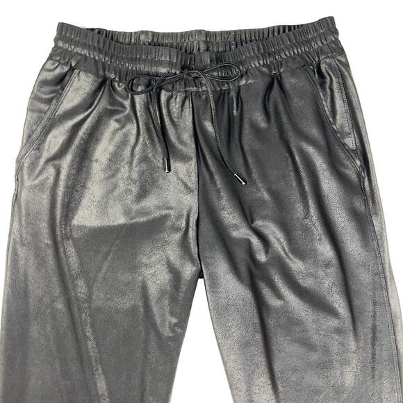 Maison d’Amelie Faux Leather Coated Jogger Pants Black Size M - Picture 3 of 11